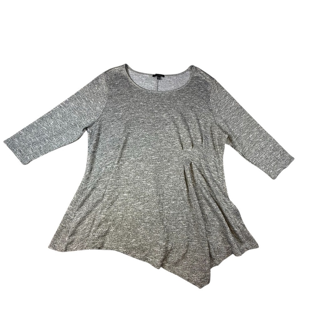 Lane Bryant Sweater Women’s 22/24 Gray Gold Metallic ¾ Sleeve Scoop Neck Stretch